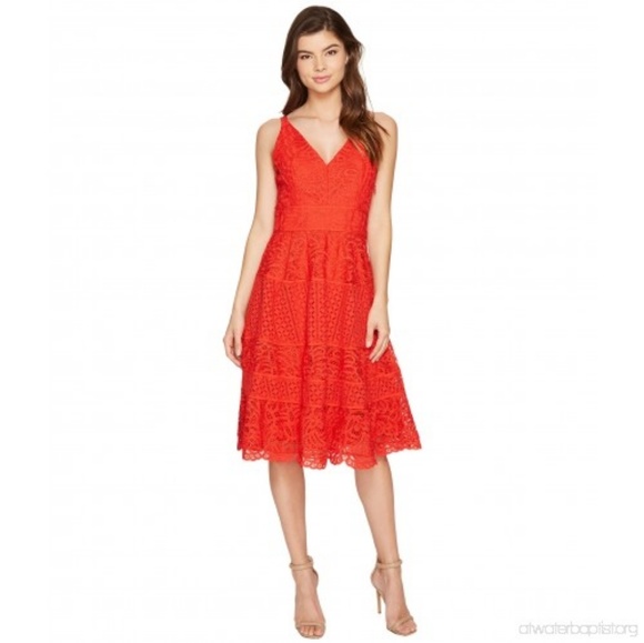 red dress midi length